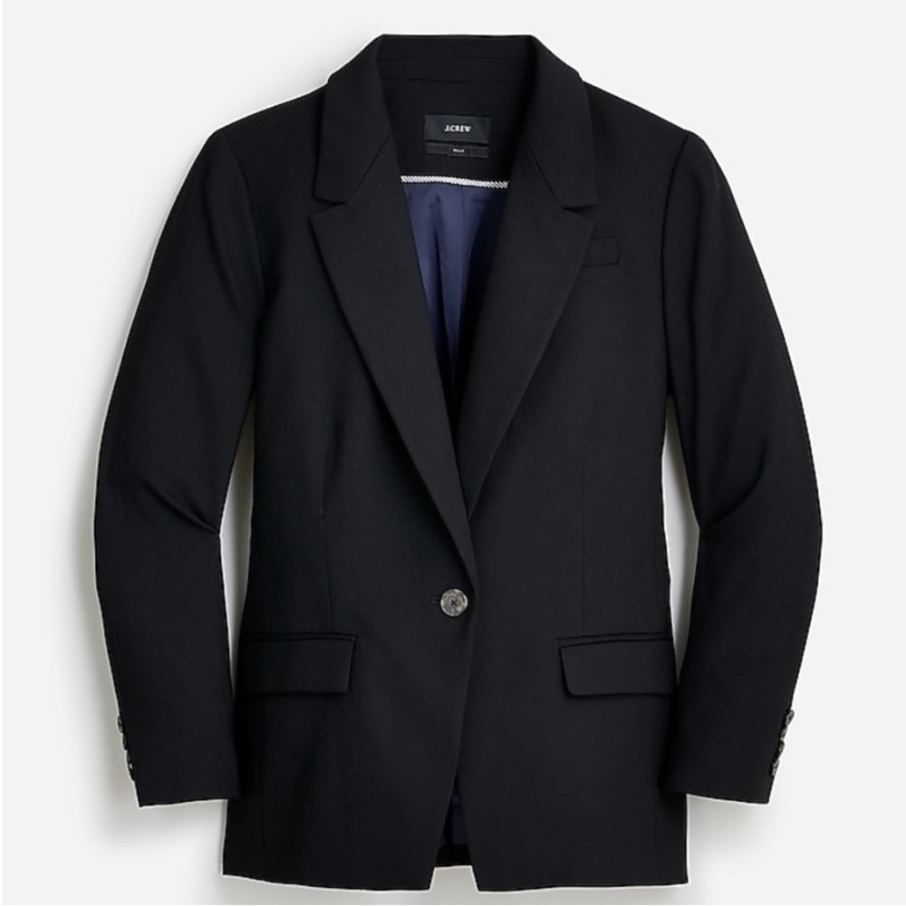 J Crew Willa Italian Wool Blend Black Suit Jacket Size 2 - Picture 5 of 16